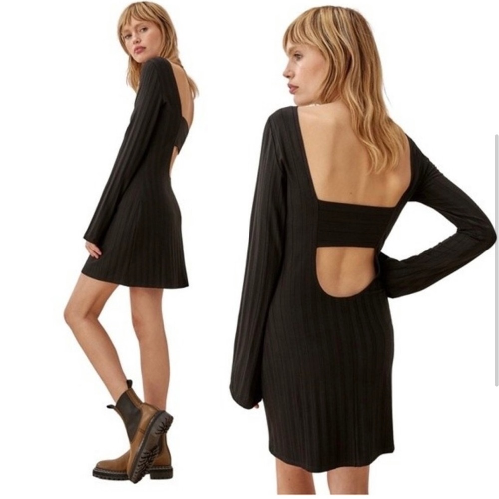 REFORMATION black cait dress open back xs